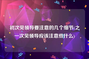 初次见领导要注意的几个细节(之一次见领导应该注意些什么)