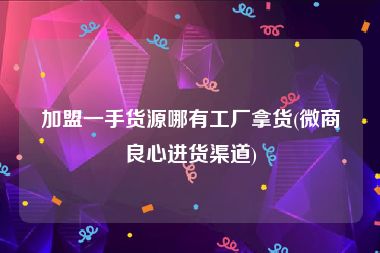 加盟一手货源哪有工厂拿货(微商良心进货渠道)