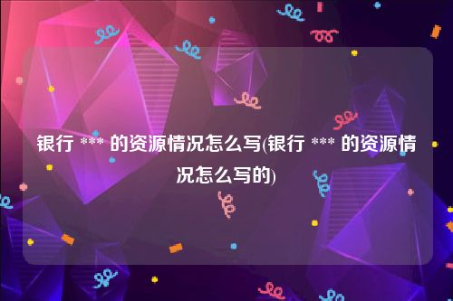 银行 *** 的资源情况怎么写(银行 *** 的资源情况怎么写的)