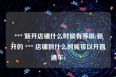  *** 新开店铺什么时候有等级(新开的 *** 店铺到什么时候可以开直通车)