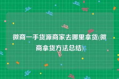 微商一手货源商家去哪里拿货(微商拿货方法总结)