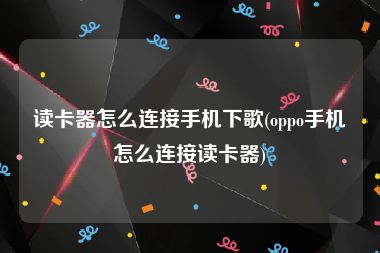 读卡器怎么连接手机下歌(oppo手机怎么连接读卡器)