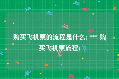 购买飞机票的流程是什么( *** 购买飞机票流程)