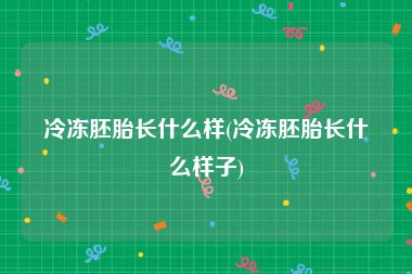 冷冻胚胎长什么样(冷冻胚胎长什么样子)
