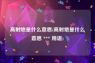 高射炮是什么意思(高射炮是什么意思 *** 用语)