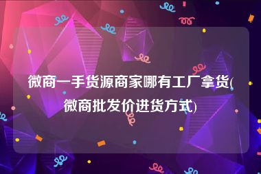 微商一手货源商家哪有工厂拿货(微商批发价进货方式)
