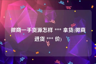 微商一手货源怎样 *** 拿货(微商进货 *** 价)