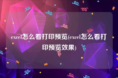 excel怎么看打印预览(excel怎么看打印预览效果)