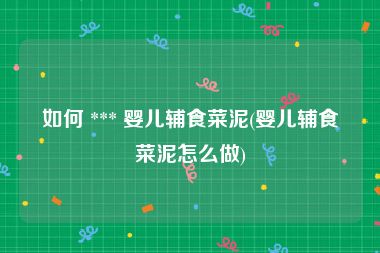 如何 *** 婴儿辅食菜泥(婴儿辅食菜泥怎么做)