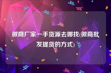 微商厂家一手货源去哪找(微商批发提货的方式)