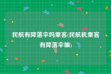 民航有降落伞吗乘客(民航机乘客有降落伞嘛)