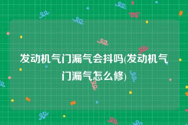 发动机气门漏气会抖吗(发动机气门漏气怎么修)