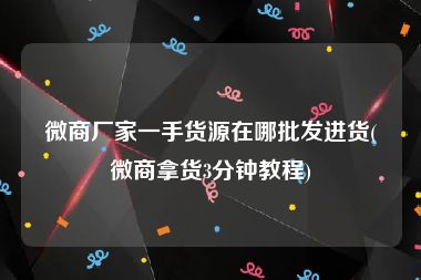 微商厂家一手货源在哪批发进货(微商拿货3分钟教程)