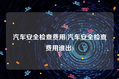 汽车安全检查费用(汽车安全检查费用谁出)