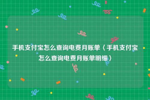 手机支付宝怎么查询电费月账单〈手机支付宝怎么查询电费月账单明细〉