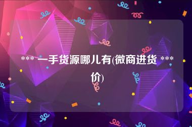  *** 一手货源哪儿有(微商进货 *** 价)
