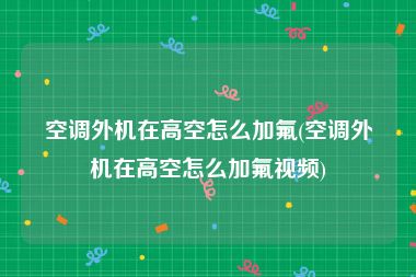 空调外机在高空怎么加氟(空调外机在高空怎么加氟视频)