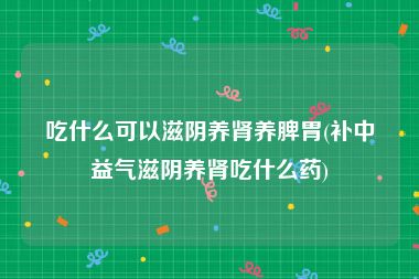 吃什么可以滋阴养肾养脾胃(补中益气滋阴养肾吃什么药)