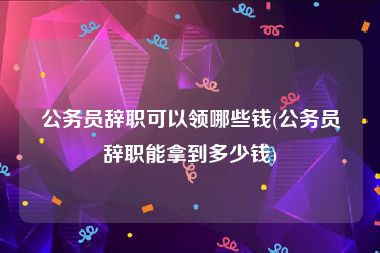 公务员辞职可以领哪些钱(公务员辞职能拿到多少钱)
