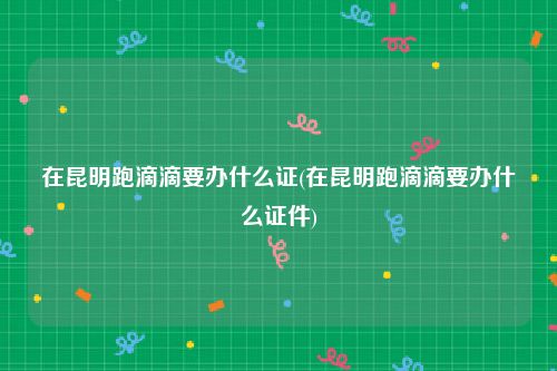 在昆明跑滴滴要办什么证(在昆明跑滴滴要办什么证件)