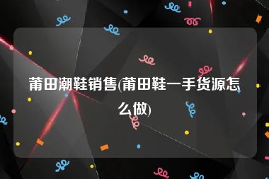 莆田潮鞋销售(莆田鞋一手货源怎么做)