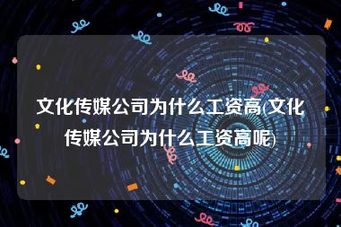 文化传媒公司为什么工资高(文化传媒公司为什么工资高呢)