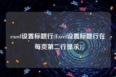 excel设置标题行(Excel设置标题行在每页第二行显示)