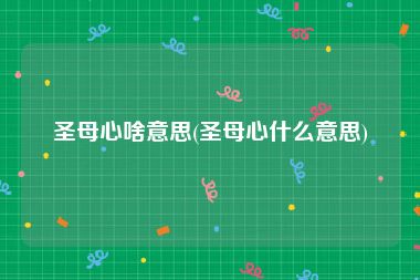 圣母心啥意思(圣母心什么意思)