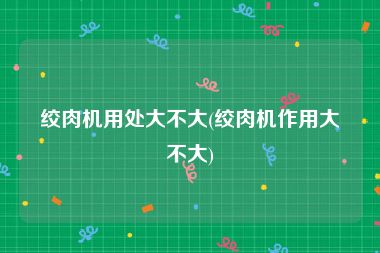 绞肉机用处大不大(绞肉机作用大不大)