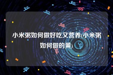 小米粥如何做好吃又营养(小米粥如何做的黄)