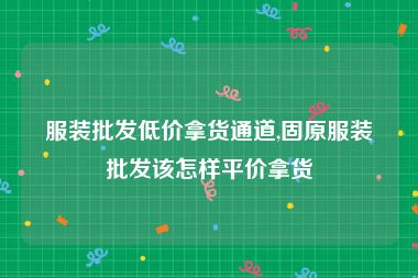 服装批发低价拿货通道,固原服装批发该怎样平价拿货