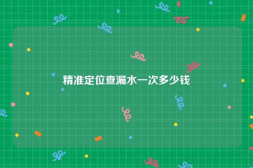 精准定位查漏水一次多少钱