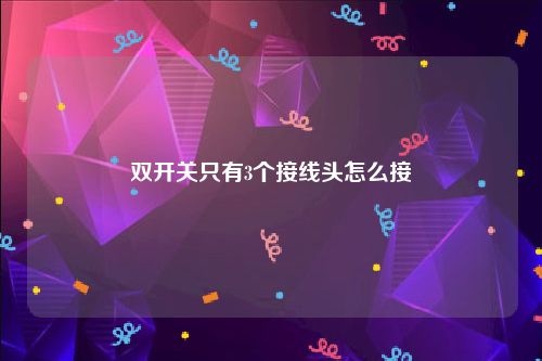 双开关只有3个接线头怎么接