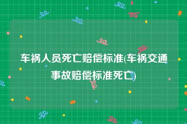 车祸人员死亡赔偿标准(车祸交通事故赔偿标准死亡)
