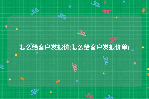 怎么给客户发报价(怎么给客户发报价单)