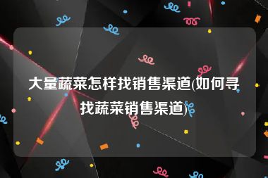 大量蔬菜怎样找销售渠道(如何寻找蔬菜销售渠道)