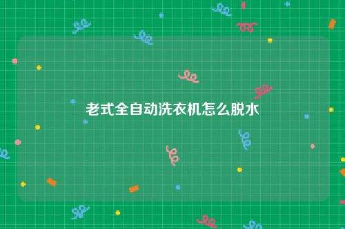 老式全自动洗衣机怎么脱水