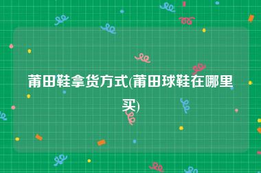莆田鞋拿货方式(莆田球鞋在哪里买)