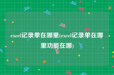 excel记录单在哪里(excel记录单在哪里功能在哪)