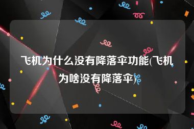 飞机为什么没有降落伞功能(飞机为啥没有降落伞)
