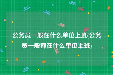 公务员一般在什么单位上班(公务员一般都在什么单位上班)