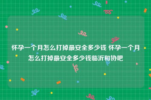 怀孕一个月怎么打掉最安全多少钱 怀孕一个月怎么打掉最安全多少钱临沂和协吧