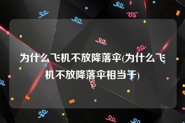 为什么飞机不放降落伞(为什么飞机不放降落伞相当于)