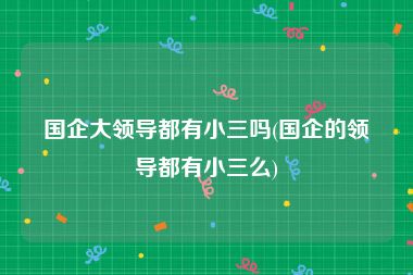 国企大领导都有小三吗(国企的领导都有小三么)