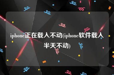 iphone正在载入不动(iphone软件载入半天不动)