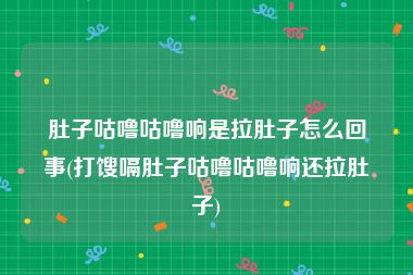 肚子咕噜咕噜响是拉肚子怎么回事(打馊嗝肚子咕噜咕噜响还拉肚子)