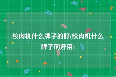 绞肉机什么牌子的好(绞肉机什么牌子的好用)