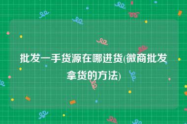 批发一手货源在哪进货(微商批发拿货的方法)