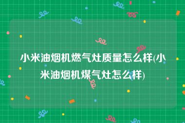 小米油烟机燃气灶质量怎么样(小米油烟机煤气灶怎么样)
