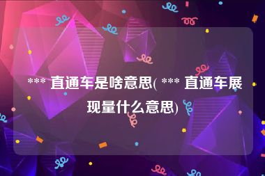  *** 直通车是啥意思( *** 直通车展现量什么意思)